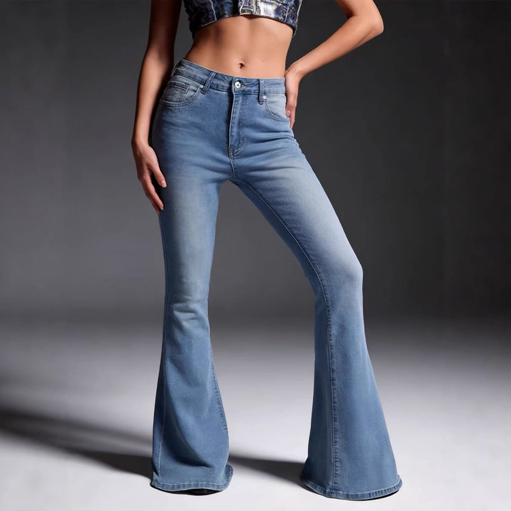 Damen nan hochtaillierte Schlagjeans mit figurformender Passform und weitem ausgestelltem Bein Drune