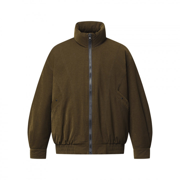 Herren Oversized Bomberjacke aus Veloursleder‑Optik mit hohem Stehkragen und elastischem Saum Drune