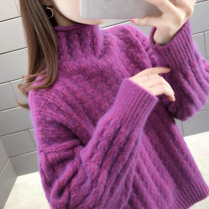 Damen Strickpullover im modernen Rippdesign mit hohem Kragen und lässigen Ärmeln Drune