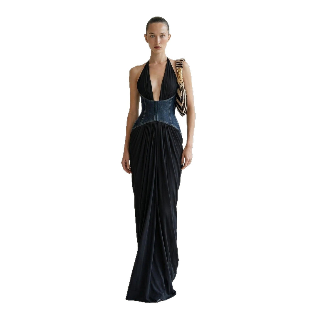 Damen Abendkleid mit tiefem Ausschnitt und tailliertem Design Drune