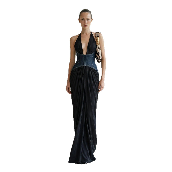Damen Abendkleid mit tiefem Ausschnitt und tailliertem Design Drune