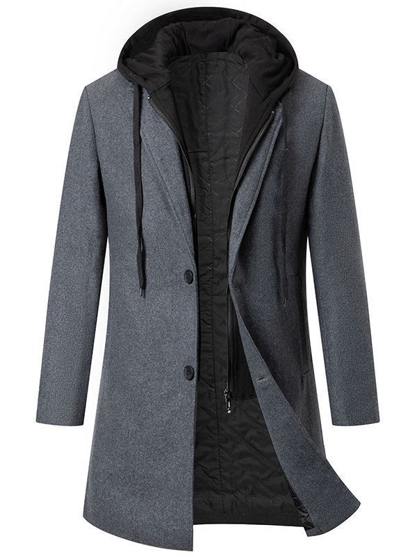 Damen eleganter Mantel mit abnehmbarer Kapuze und sportlichen Akzenten Drune