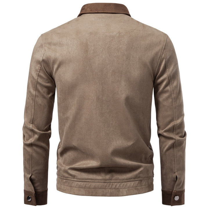 Herren Velourslederjacke im Field-Stil mit Cordkragen und aufgesetzten Taschen Drune
