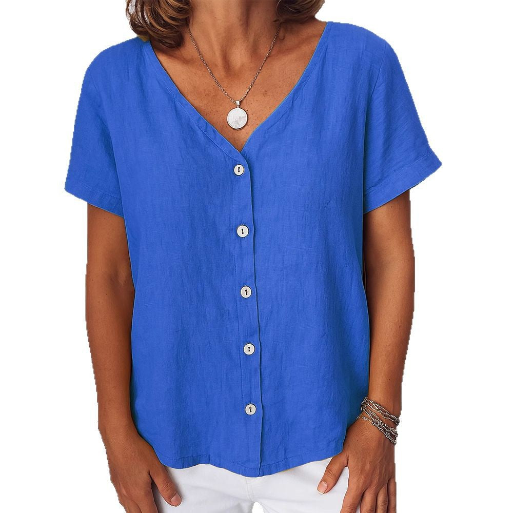 Damen Leinenbluse mit Knopfdetails Drune