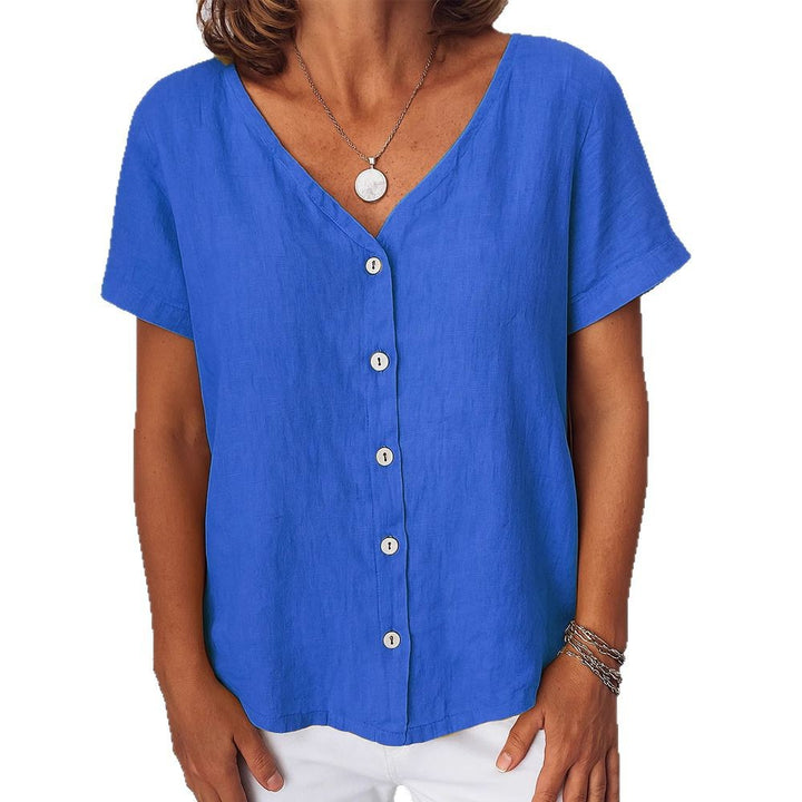 Damen Leinenbluse mit Knopfdetails Drune