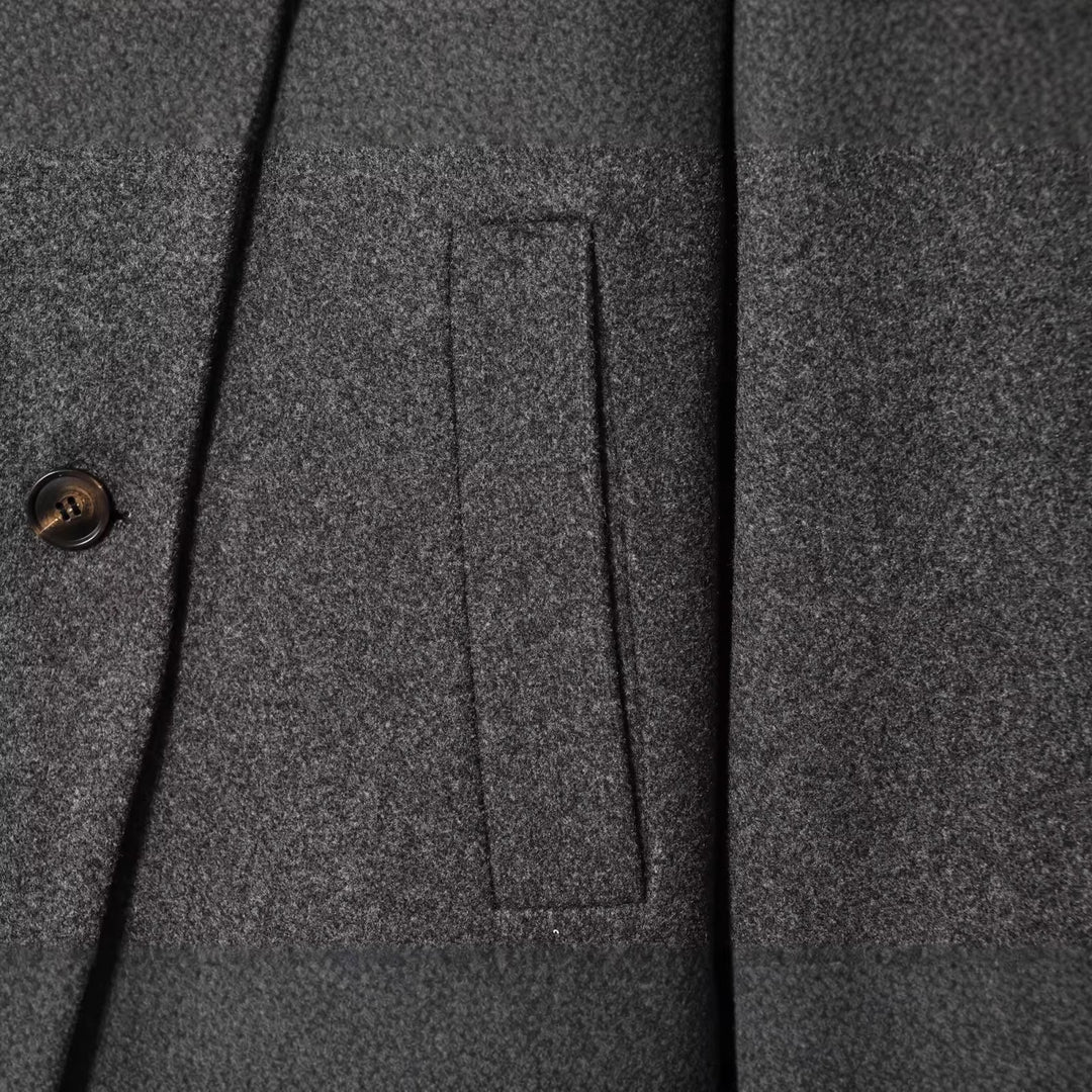 Damen Kurze Boxy-Wollmix-Jacke mit Stehkragen und aufgesetzten Pattentaschen Drune