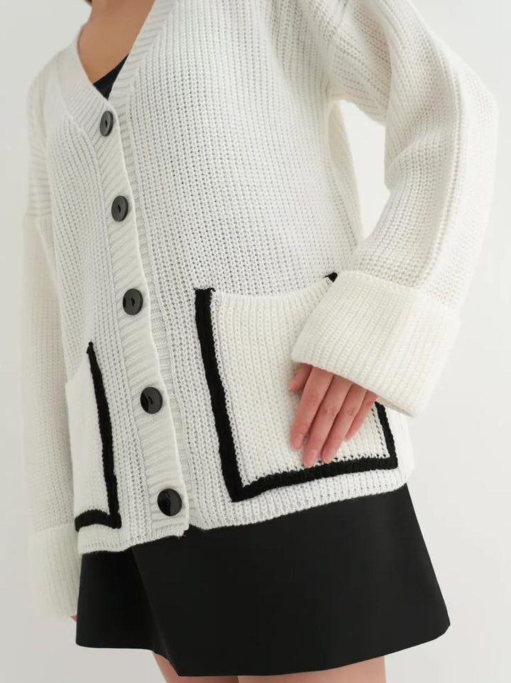 Damen Grobstrick-Cardigan mit praktischen Taschen und modernen Knöpfen Drune