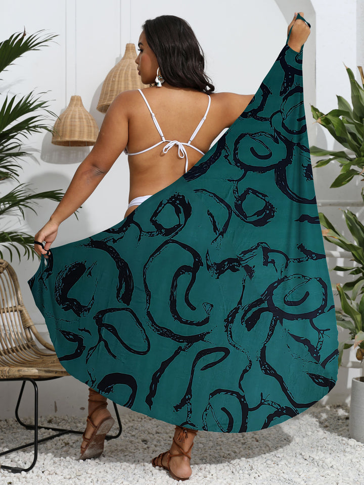 Damen eleganter Wickelsarong mit modernem Muster Drune