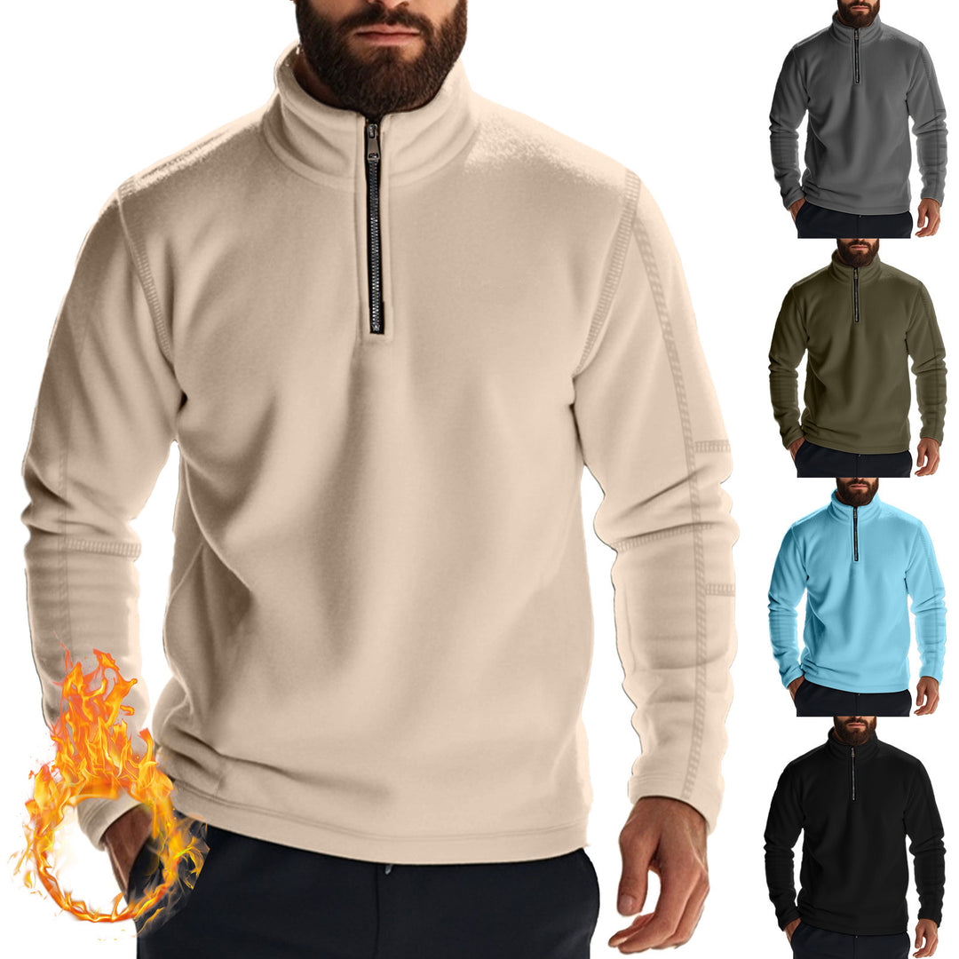 Herren nan funktionaler Fleecepullover mit Halbzip, Stehkragen und Raglanärmeln Drune
