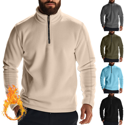Herren nan funktionaler Fleecepullover mit Halbzip, Stehkragen und Raglanärmeln Drune