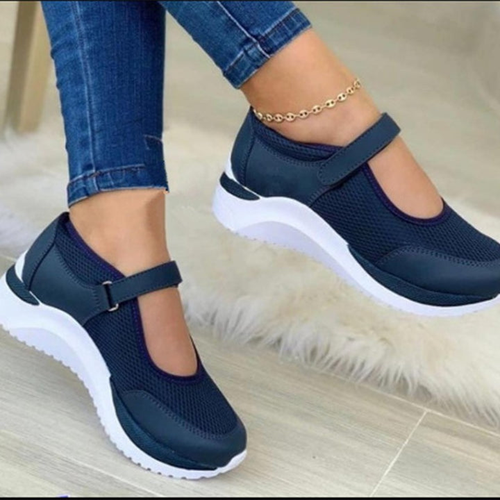 Damen Sportive Mary-Jane-Sneaker mit Klettverschluss und atmungsaktivem Mesh Drune