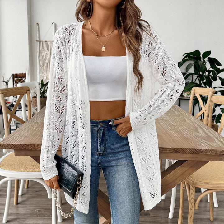 Damen leichte Strickjacke im eleganten Lochmuster Drune