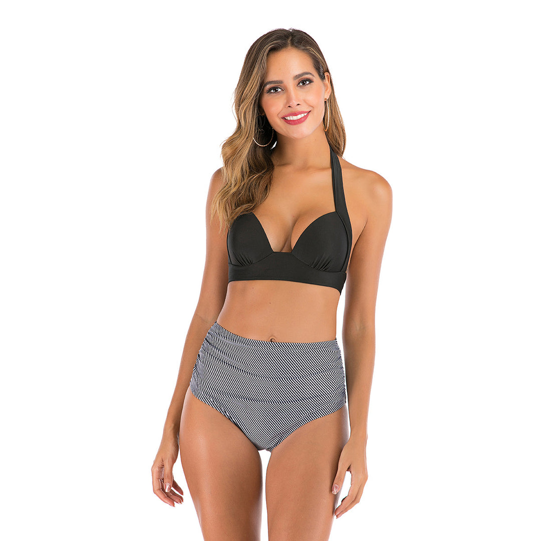 Damen Hochtaillierter Bikini mit tiefem Ausschnitt und trendigem Tiermuster Drune