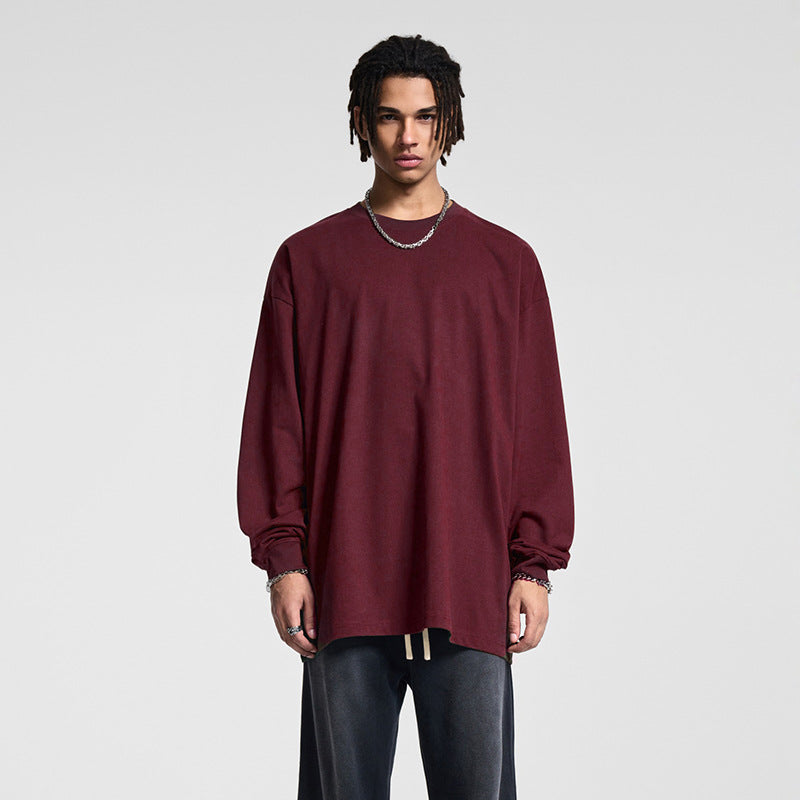 Herren Oversize-Langarmshirt mit überschnittener Schulter und Rundhalsausschnitt Drune