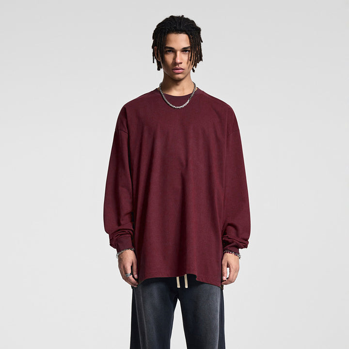 Herren Oversize-Langarmshirt mit überschnittener Schulter und Rundhalsausschnitt Drune