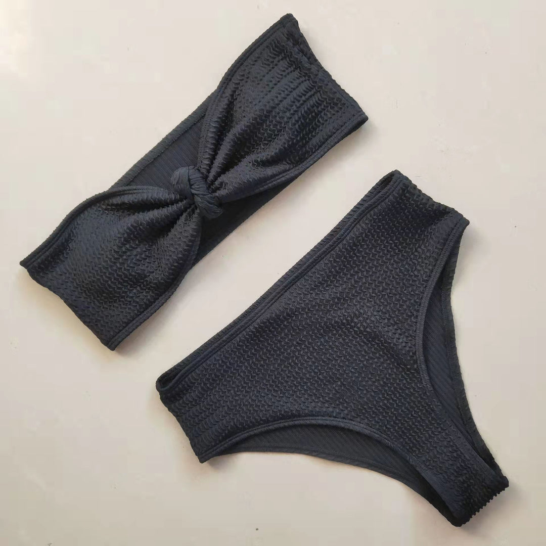 Damen Bikini-Set mit strukturierter Oberfläche und modischem Knoten Drune