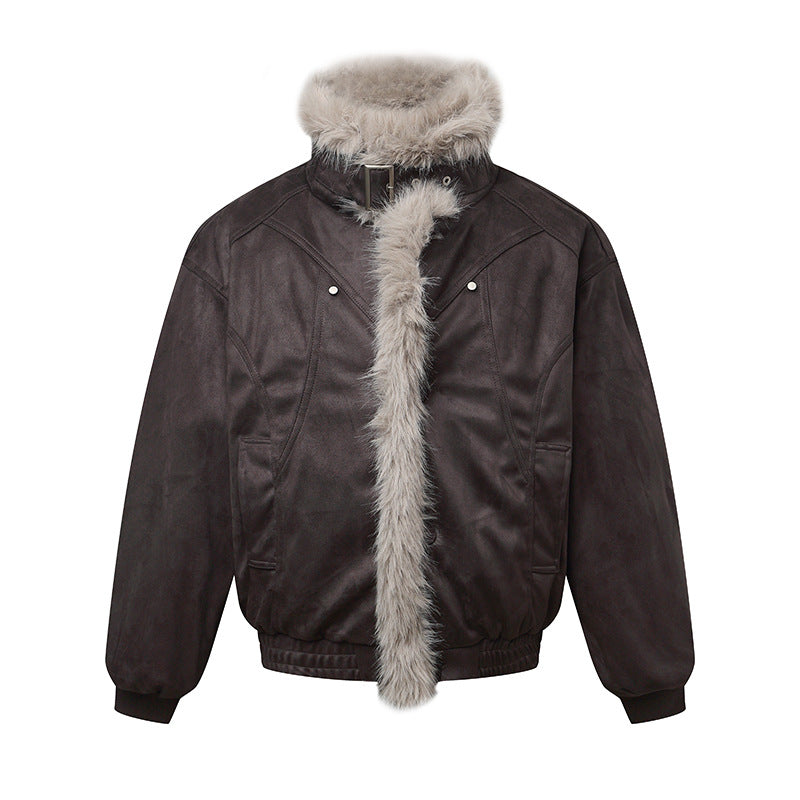 Herren Bomberjacke im Aviator‑Look mit Kunstfellbesatz und Schnallenkragen Drune