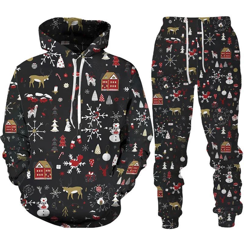 Damen Festlicher Kapuzenpullover mit lustigem Weihnachtsmotiv Drune