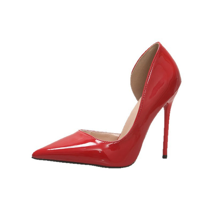 Damen Elegante spitz zulaufende Lack‑Pumps mit ultraschlanker Stiletto‑Silhouette und geschwungener Seitenlinie Drune