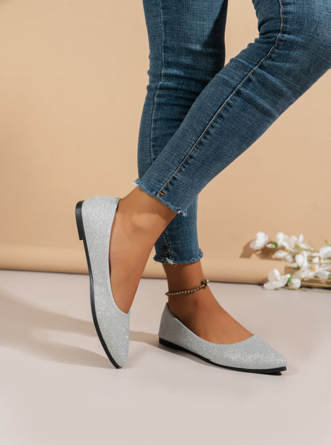 Damen Glitzernde Ballerinas mit elegantem Schnitt Drune