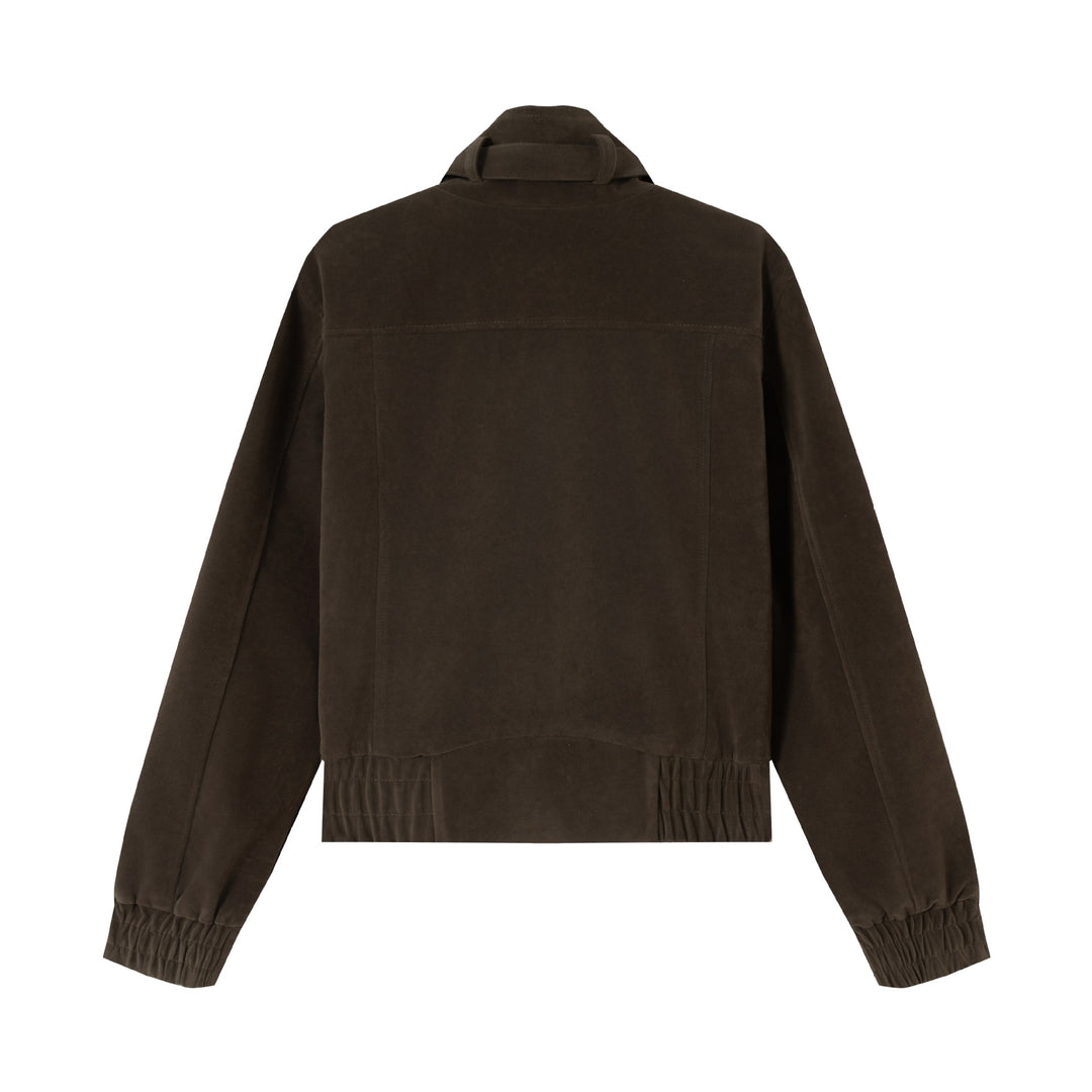 Herren Kurzblouson aus Veloursoptik mit Funnelkragen, Cargo‑Pattentaschen und Zierkreuz-Applikation Drune