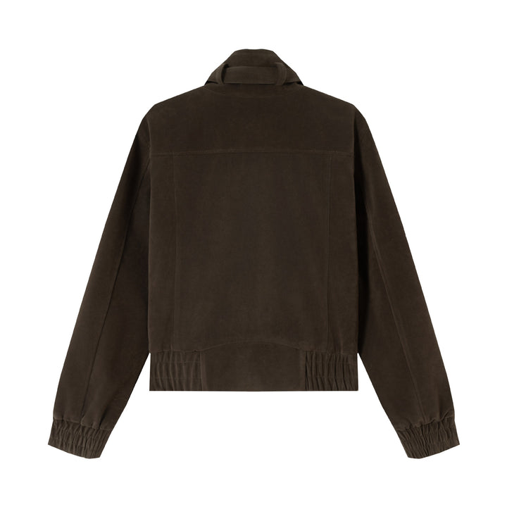 Herren Kurzblouson aus Veloursoptik mit Funnelkragen, Cargo‑Pattentaschen und Zierkreuz-Applikation Drune
