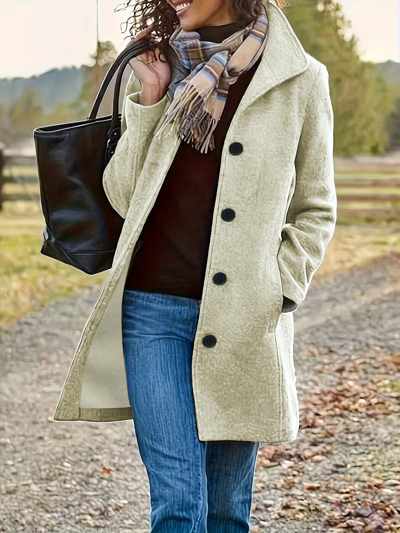 Damen wollähnlicher Teddy-Kurzmantel mit Stehkragen und seitlichen Eingrifftaschen Drune