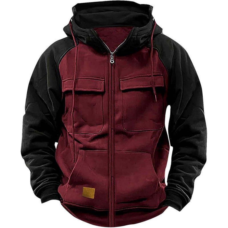 Herren Kapuzenjacke mit Cargo-Taschen und durchgehendem Reißverschluss Drune