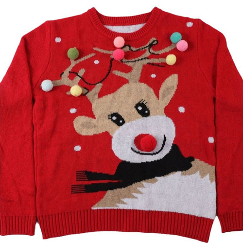 Damen Weihnachts-Pullover mit 3D-Rentier-Motiven Drune