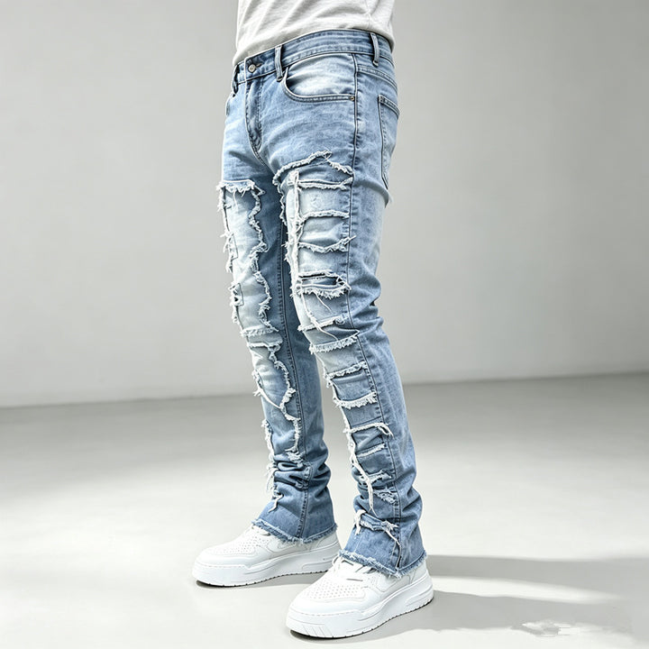 Herren Modische Ripped Jeans mit kreativen Destroyed-Details Drune