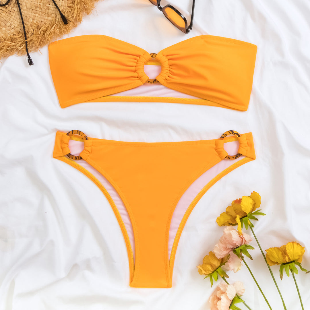 Damen Bandeau-Bikini mit modischen Ringdetails Drune