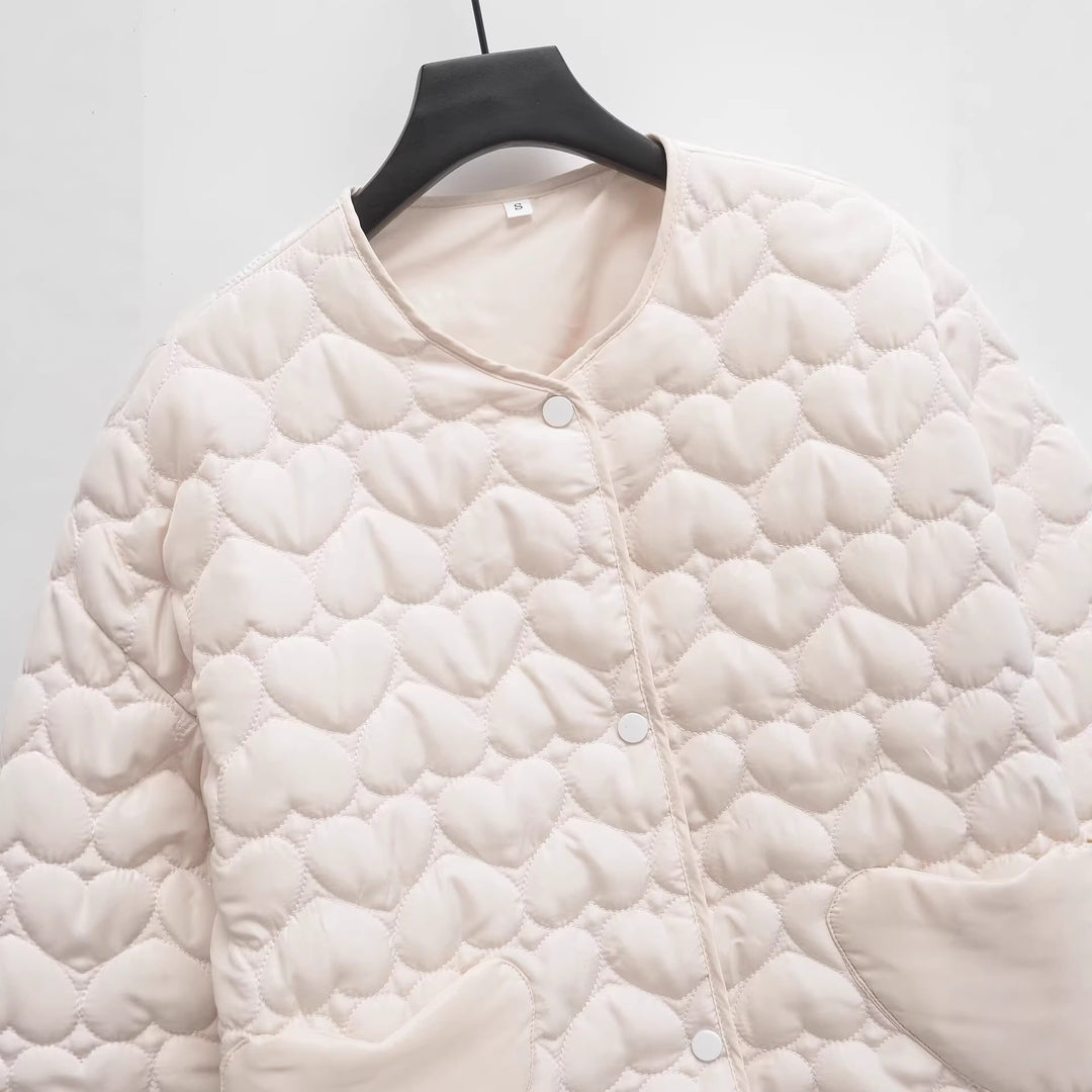 Damen Gesteppte Boxy-Übergangsjacke mit Herzsteppung und Herztaschen Drune