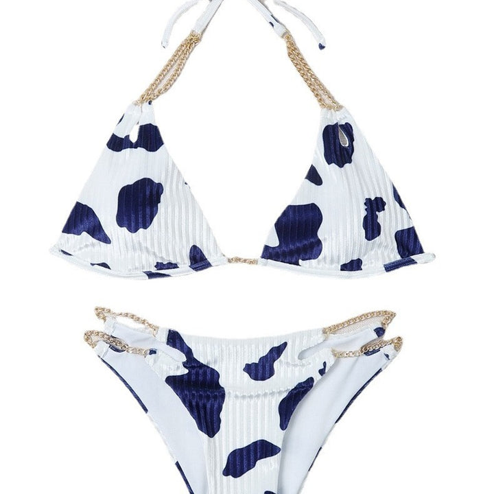 Damen Triangel-Bikini mit goldenen Ketten-Details Drune