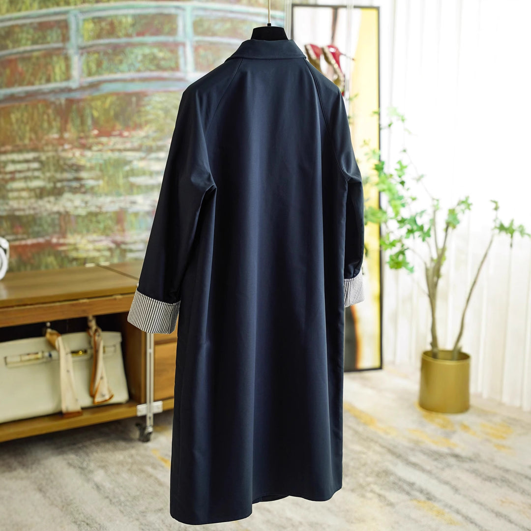 Damen Eleganter Trenchcoat mit Kontrastdetails Drune