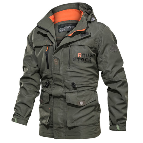 Herren nan robuster Outdoor-Parka mit Kapuze, wasserabweisendem Canvas, verstellbarer Taillierung und multifunktionalen Taschen Drune