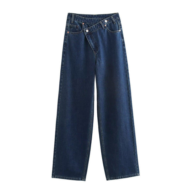 Damen weit geschnittene Jeans im modernen Design mit asymmetrischem Schnitt Drune