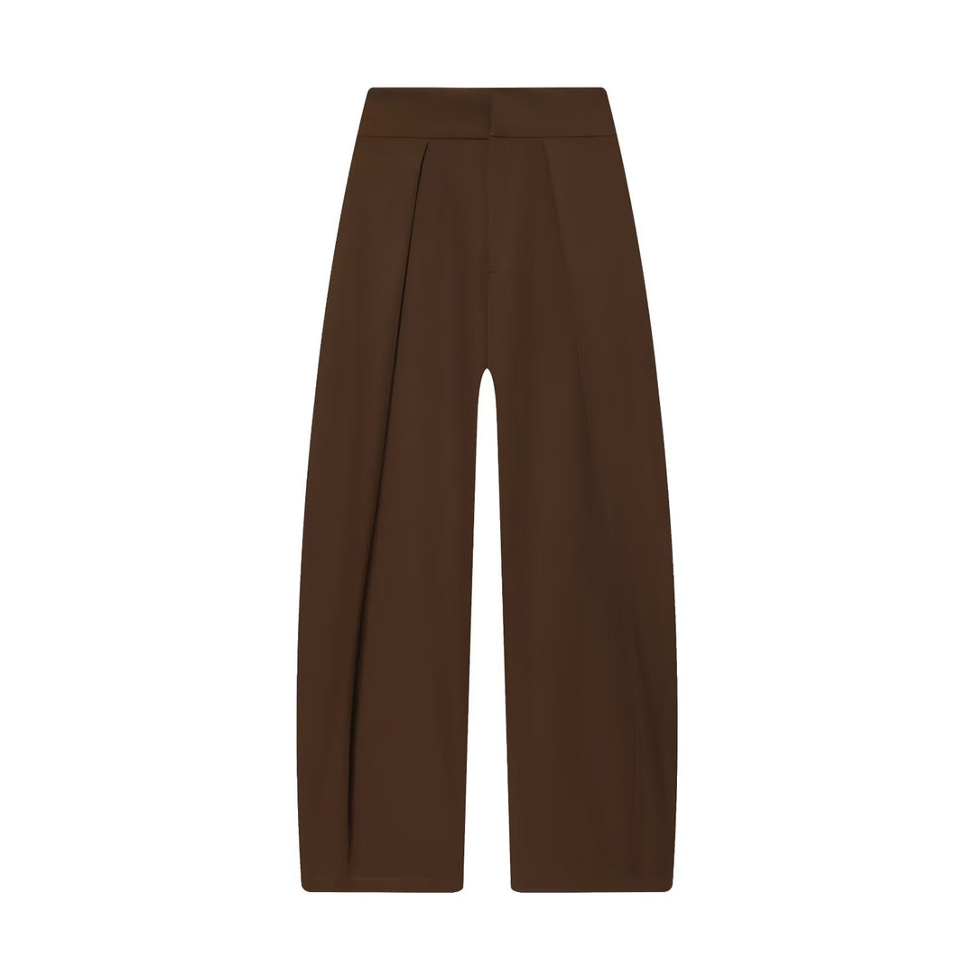 Damen Weite Highwaist-Hose mit Frontfalten und fließender Palazzo-Silhouette Drune