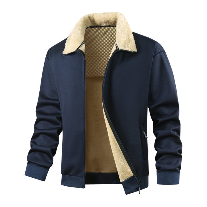 Herren Wattierte Teddyfleece-Bomberjacke mit Stehkragen & durchgehendem Reißverschluss Drune