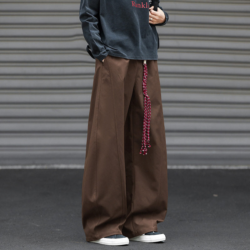 Herren Weit geschnittene Bundfaltenhose im Streetwear-Look mit extra weitem Bein Drune
