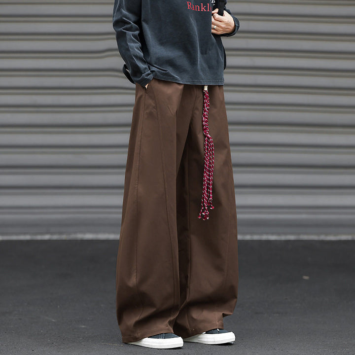 Herren Weit geschnittene Bundfaltenhose im Streetwear-Look mit extra weitem Bein Drune