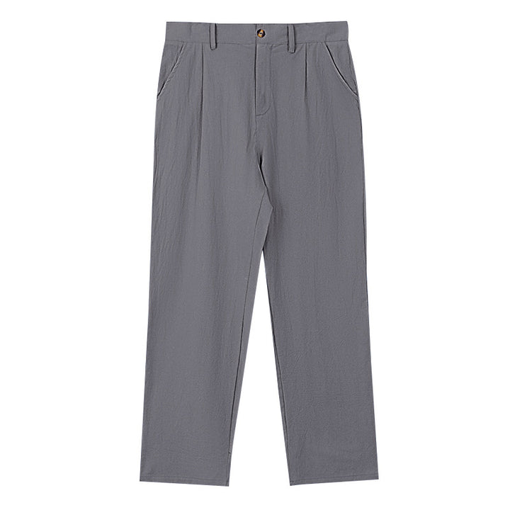 Herren nan elegante Bundfaltenhose aus leichtem Baumwollmix mit geradem Schnitt und Gürtelschlaufen Drune