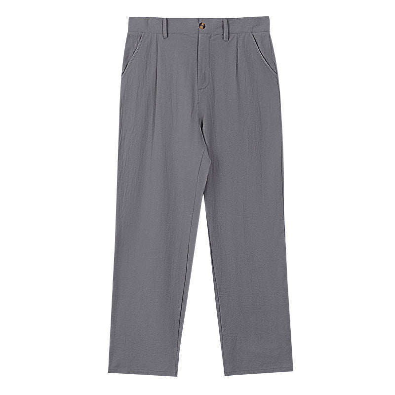 Herren nan elegante Bundfaltenhose aus leichtem Baumwollmix mit geradem Schnitt und Gürtelschlaufen Drune