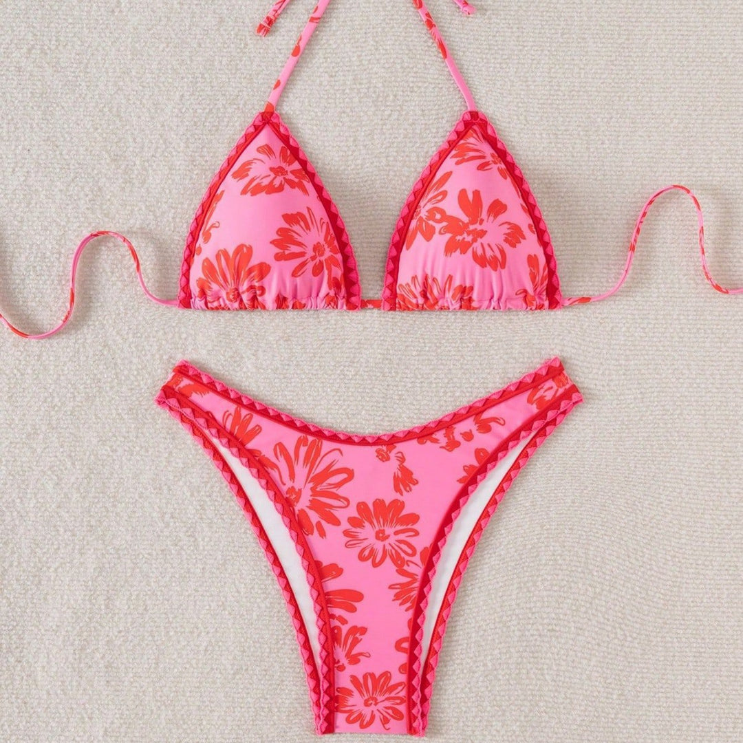 Damen Triangel-Bikini mit verspieltem Blumenmuster Drune