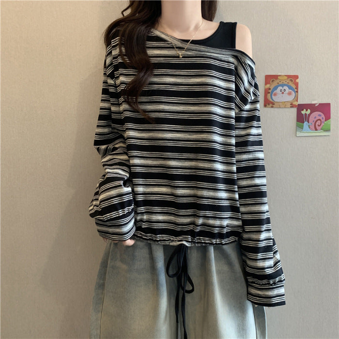 Damen Casual Langarmshirt mit off-Shoulder Design Drune
