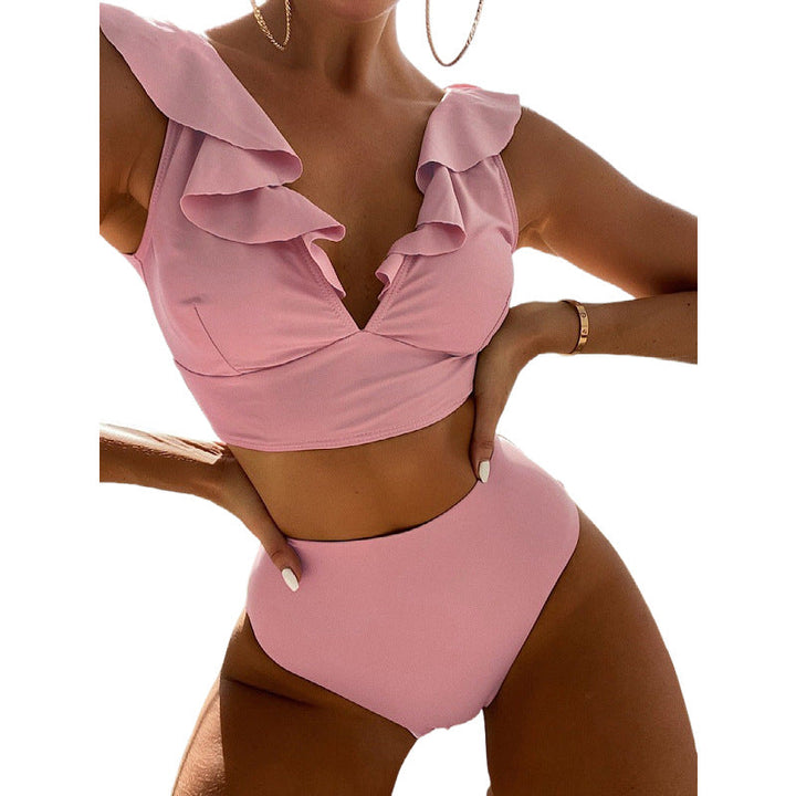 Damen Hoch tailliertes Bikini-Set mit voluminösen Rüschen Drune