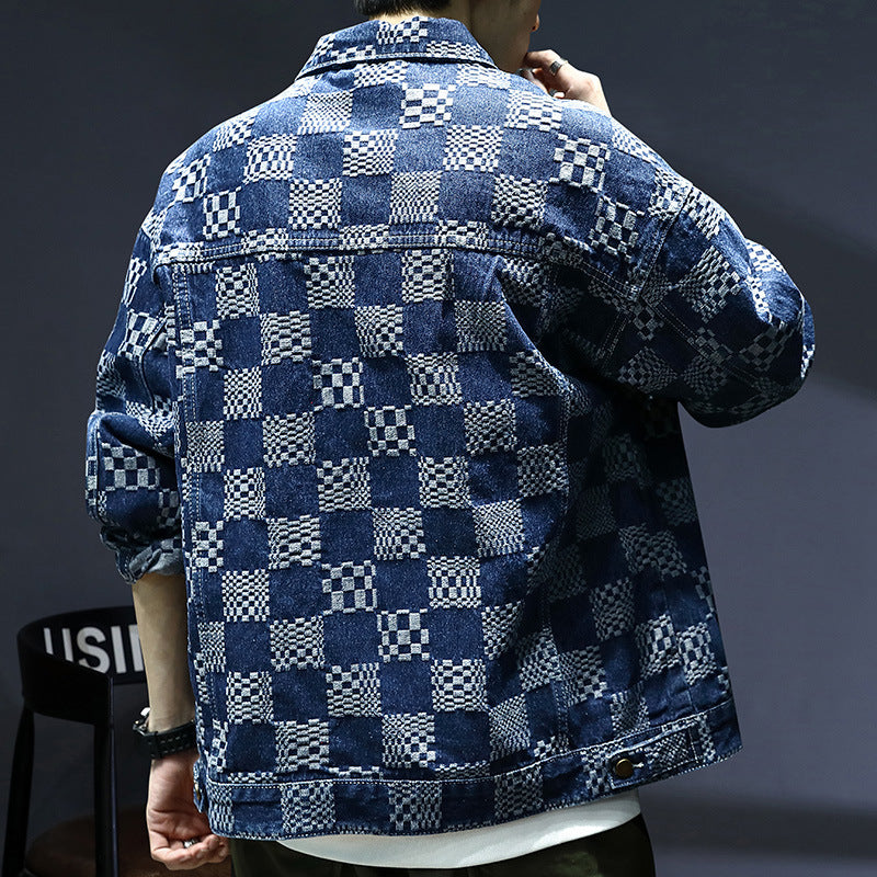 Herren Lässige Denimjacke mit kreativen Mustern Drune