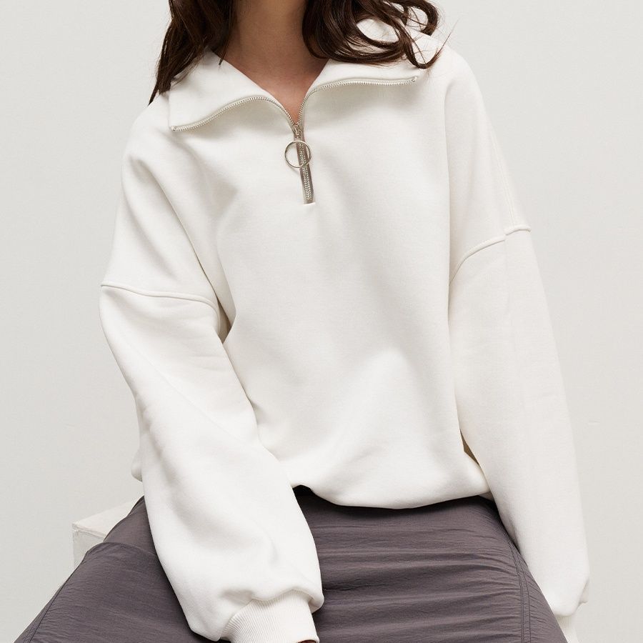 Damen Sweatshirt mit Zip-Kragen und lässigem Schnitt Drune