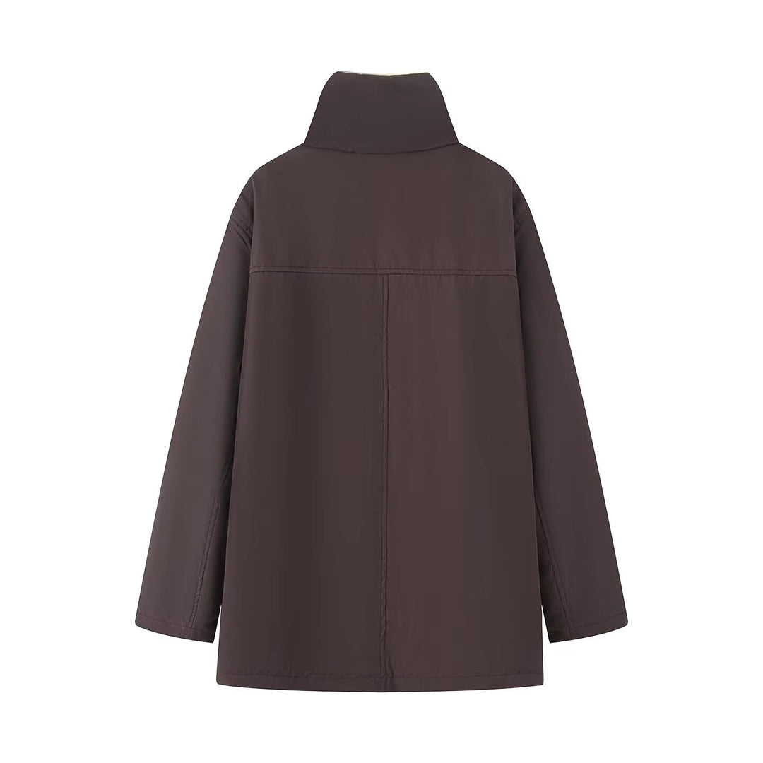 Damen Wattierte Parka‑Jacke mit hohem Teddykragen und aufgesetzten Klappentaschen Drune