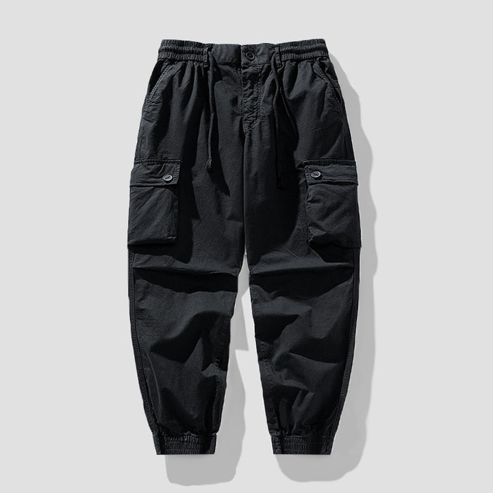 Herren Cargo-Joggerhose im Tapered-Utility-Stil mit elastischem Bund und Klapptaschen Drune
