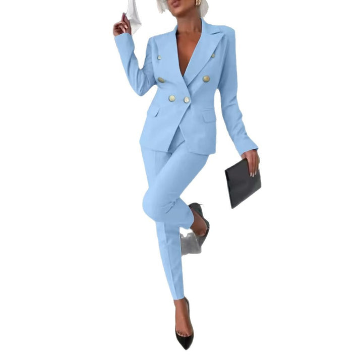 Damen elegantes Business-Anzug Set mit doppelter Knopfleiste Drune
